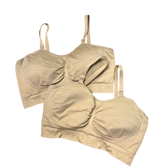KINDRED BRAVELY XL Nursing Bras Pumping (set of 2) Beige Tan Soft Feeding - Picture 1 of 14
